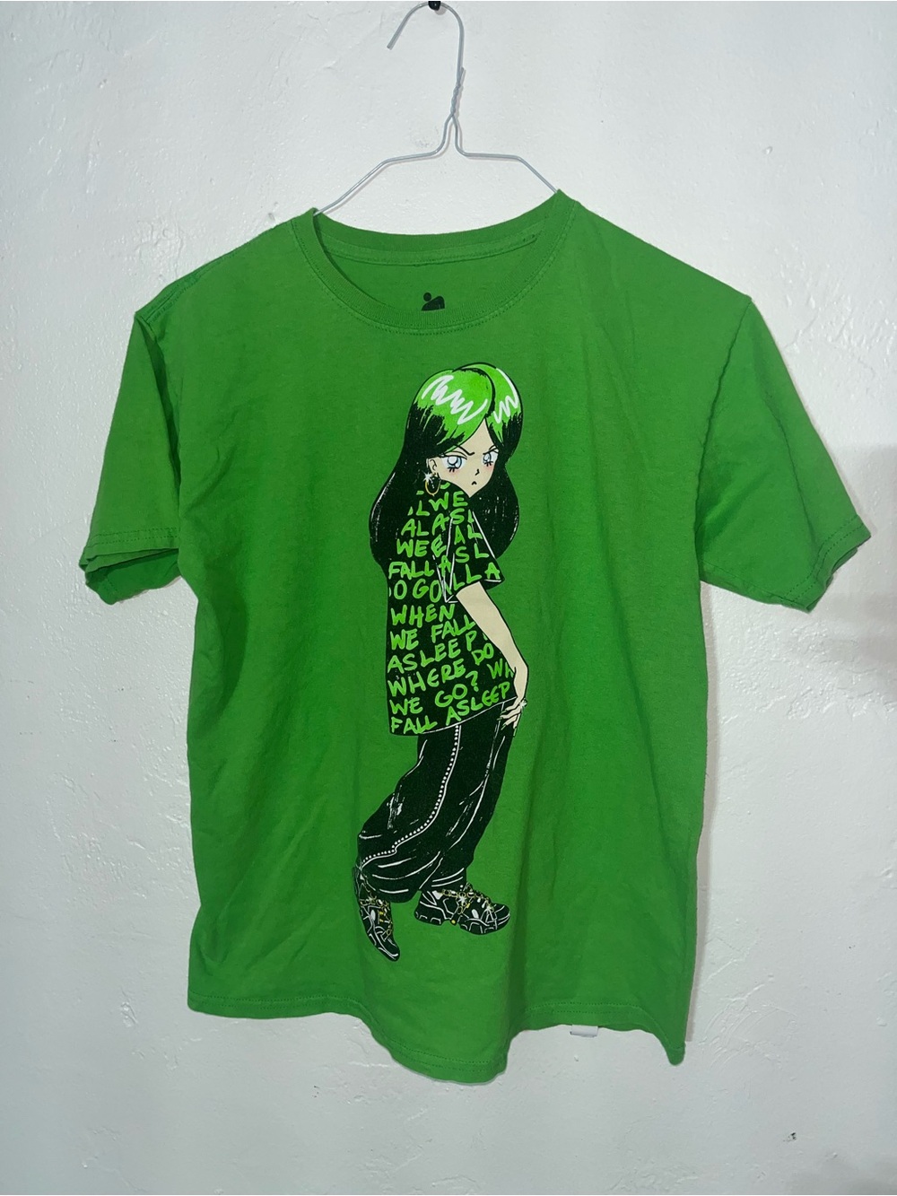 Billie Eilish "Anime" graphic t-shirt 100% Cotton Bright Green Hot Topic XS